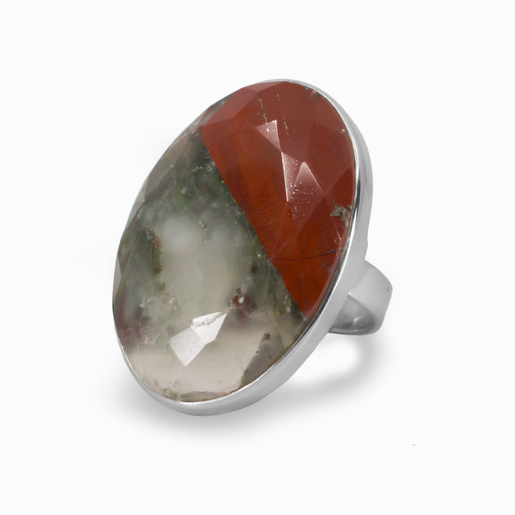 Volcano Jasper Oval Faceted Ring In 925 Silver Made In Earth