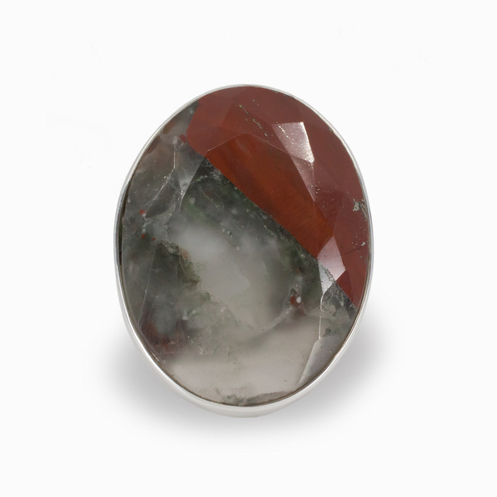 Volcano Jasper Oval Faceted Ring In 925 Silver Made In Earth