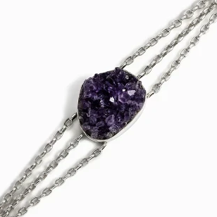 Amethyst Druzy Multi-Chain Bracelet Made In Earth
