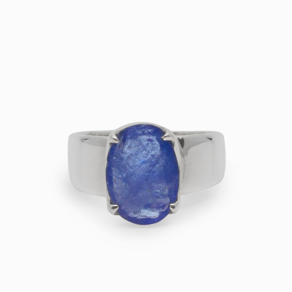 Dark Blue Oval Tanzanite Ring Made in Earth