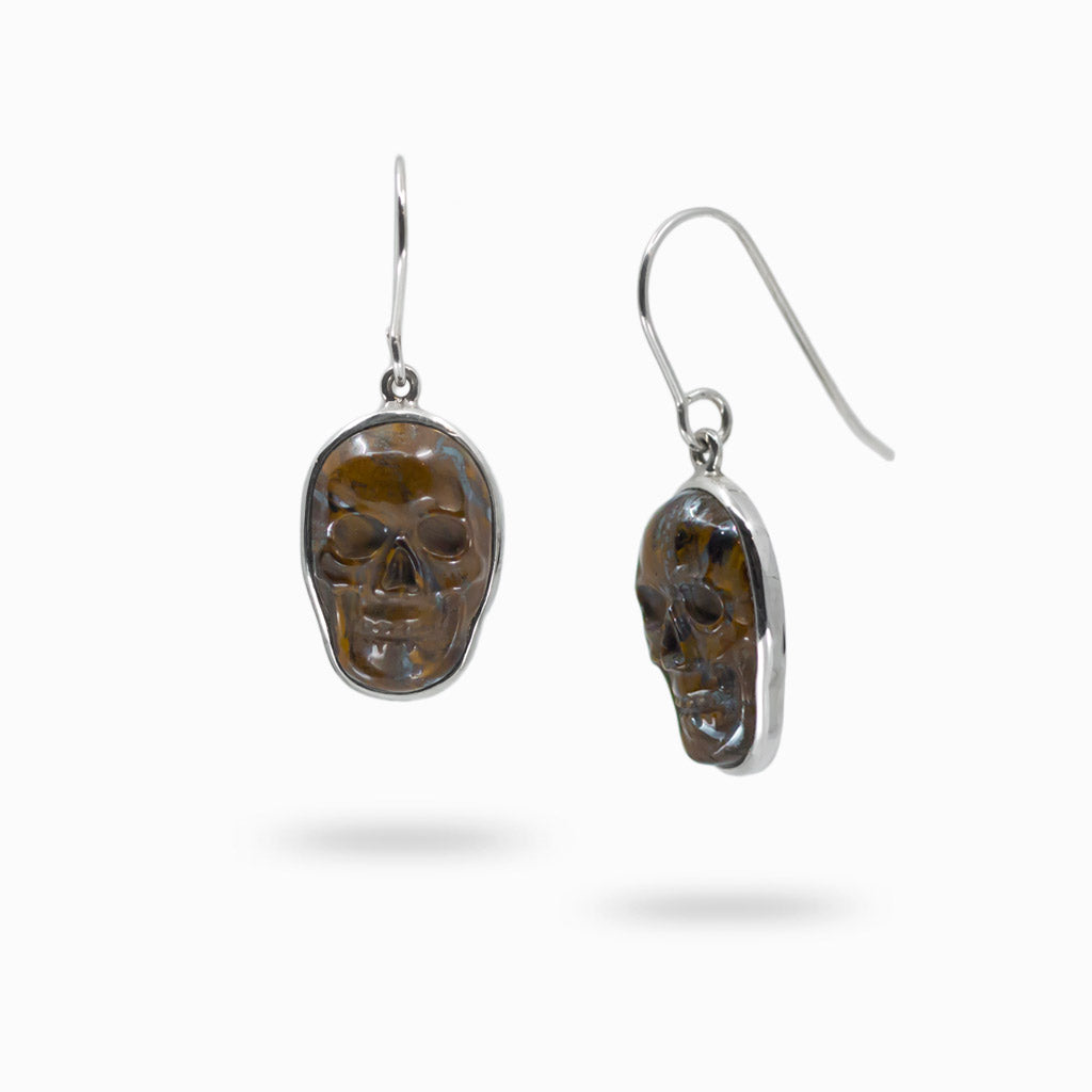 Skull Tiger iron drop earrings