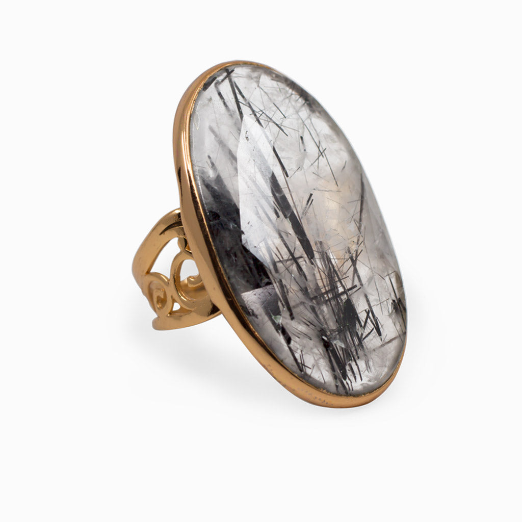 Tourmalinated Quartz Ring