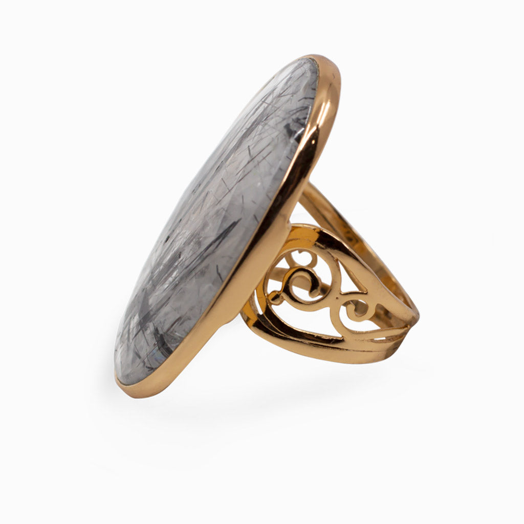 Tourmalinated Quartz Ring