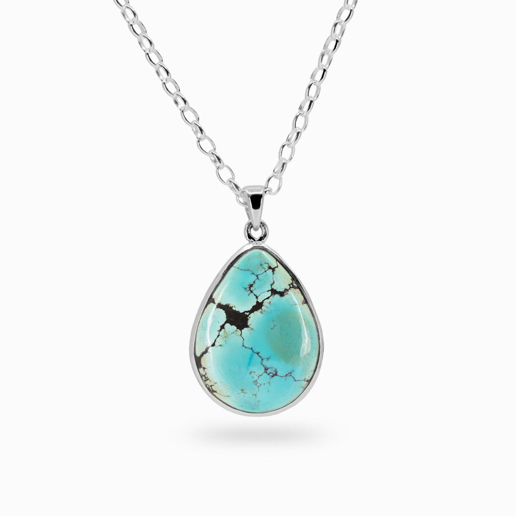 Cabochon Teardrop Tibetan Turquoise Necklace