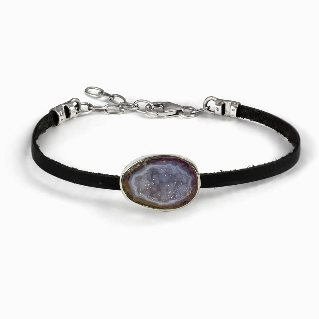 Agate Geode Leather Bracelet