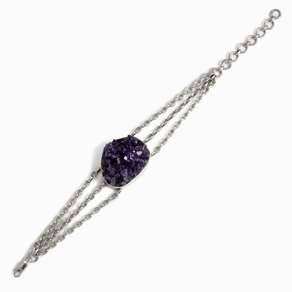 Made In Earth's Amethyst Druzy Multi-Chain Bracelet
