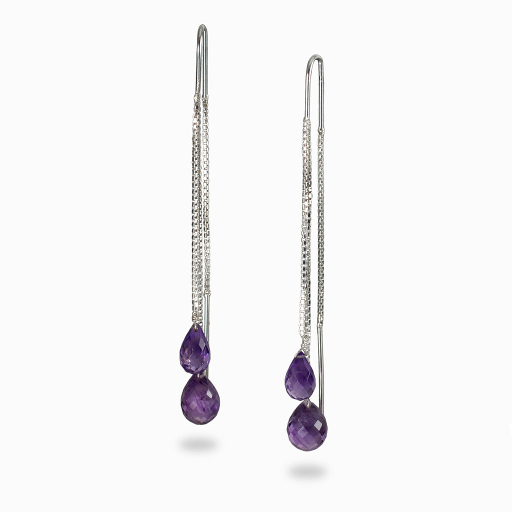 faceted Amethyst teardrop Earrings