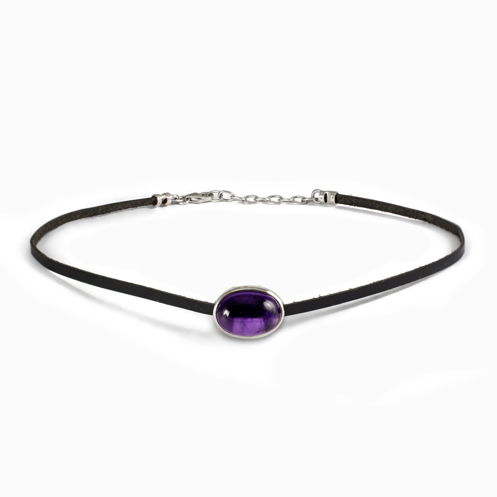 Amethyst on sale leather necklace