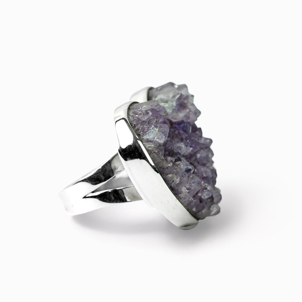 Amethyst Druzy Heart Ring