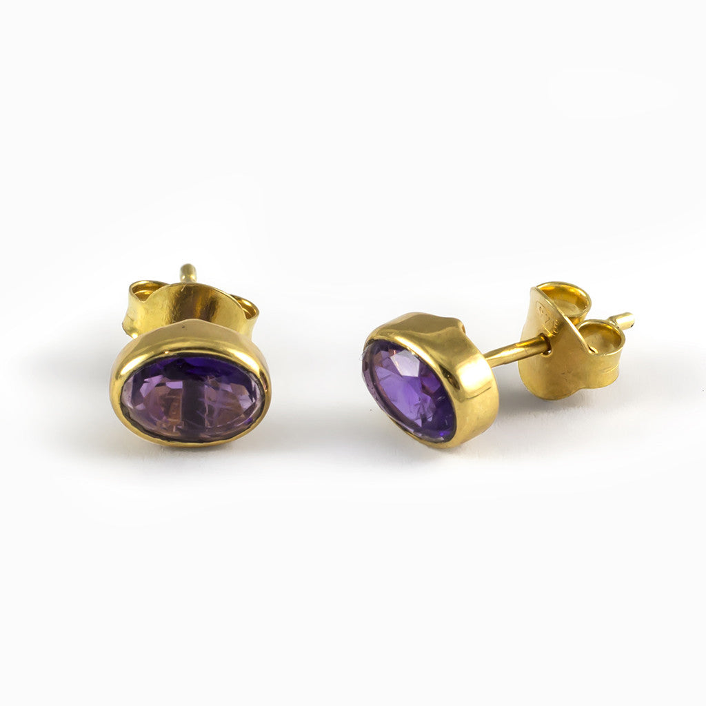 Oval Vermeil Amethyst Stud Earrings