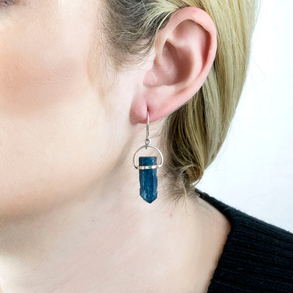 Apatite Drop Earrings on Model