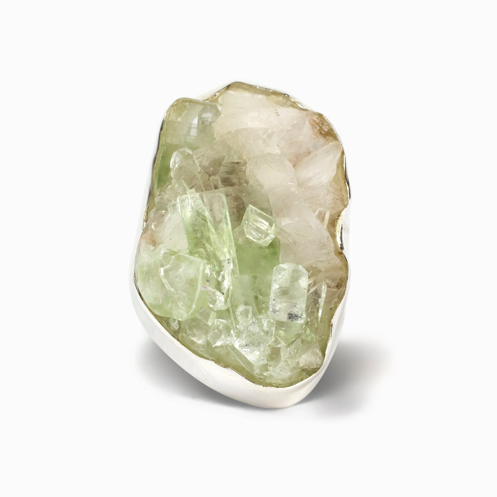 White Green Apophyllite Ring