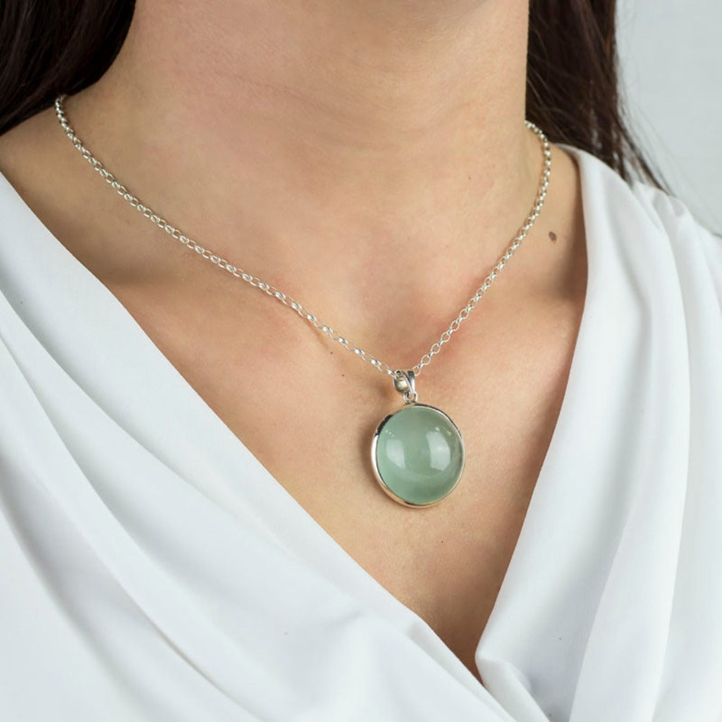 Aquamarine Pendant on Model