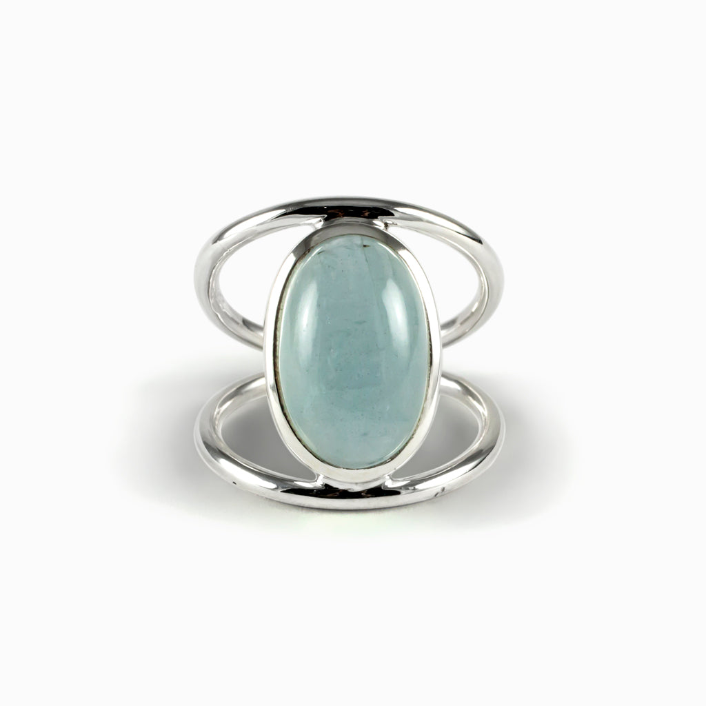 Light blue grey Aquamarine Ring Made in Earth