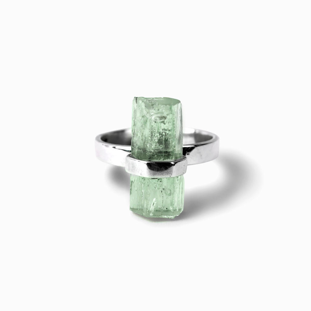Green Aquamarine Ring Made in Earth