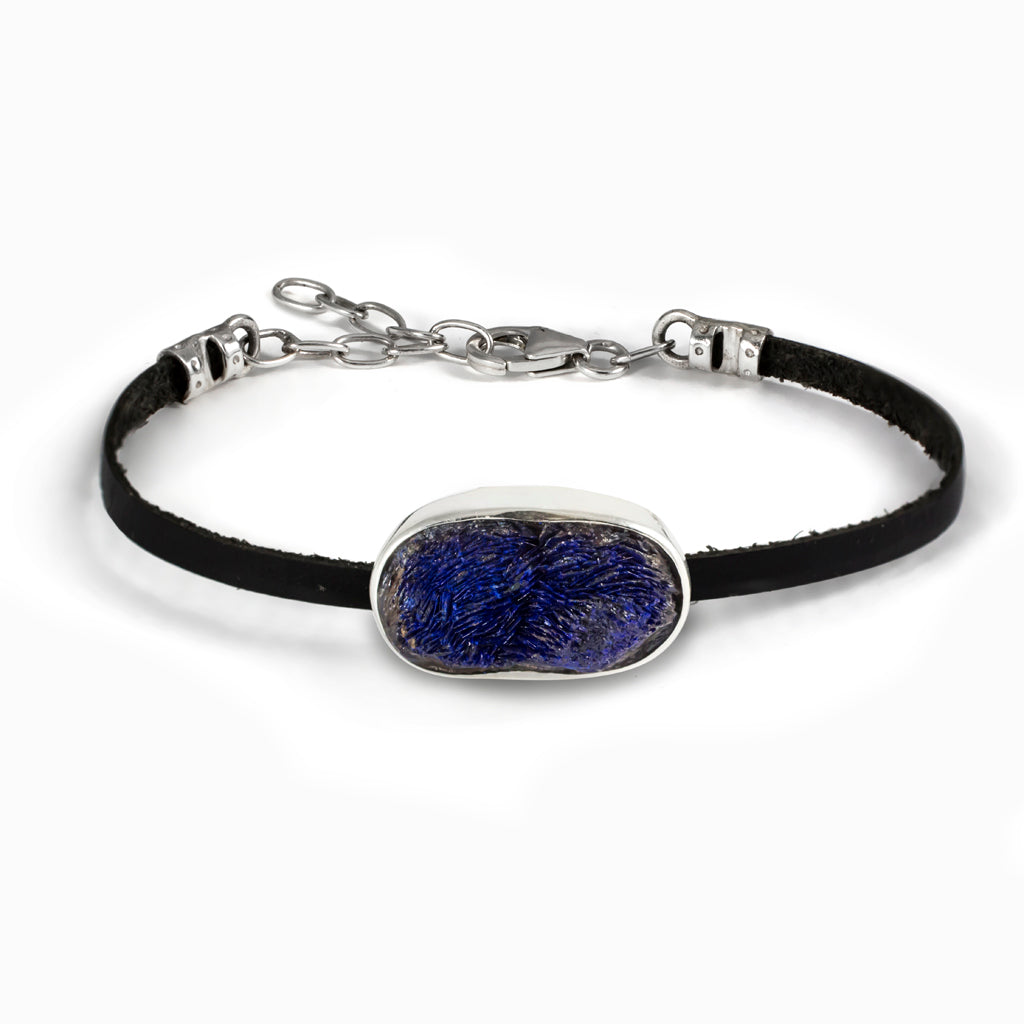 Azurite Flat Leather Bracelet