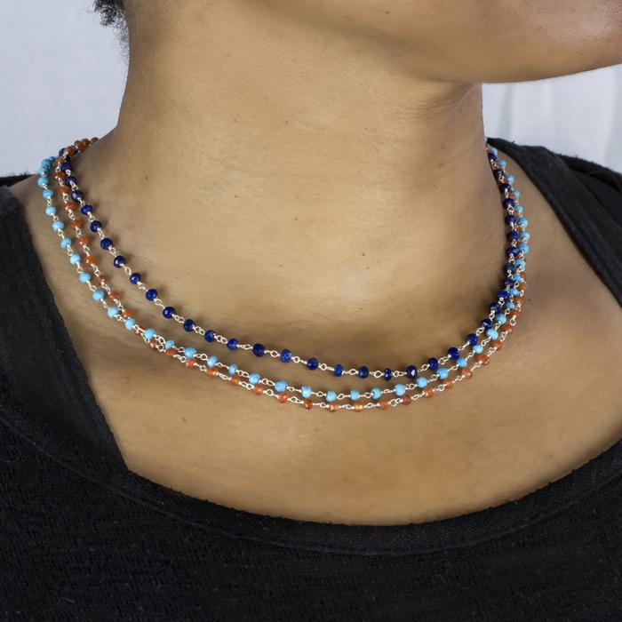 Carnelian Beaded Necklace on Model