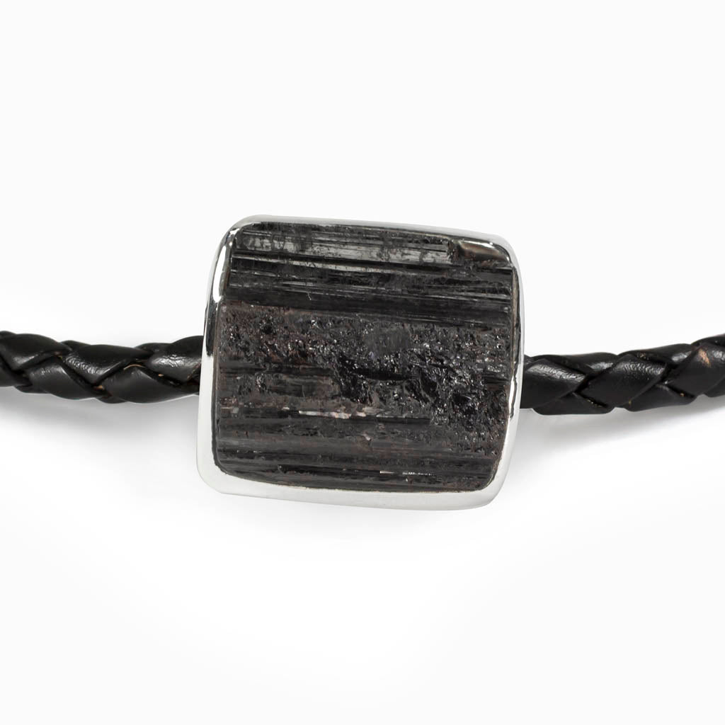 Black Tourmaline Braided Leather Choker