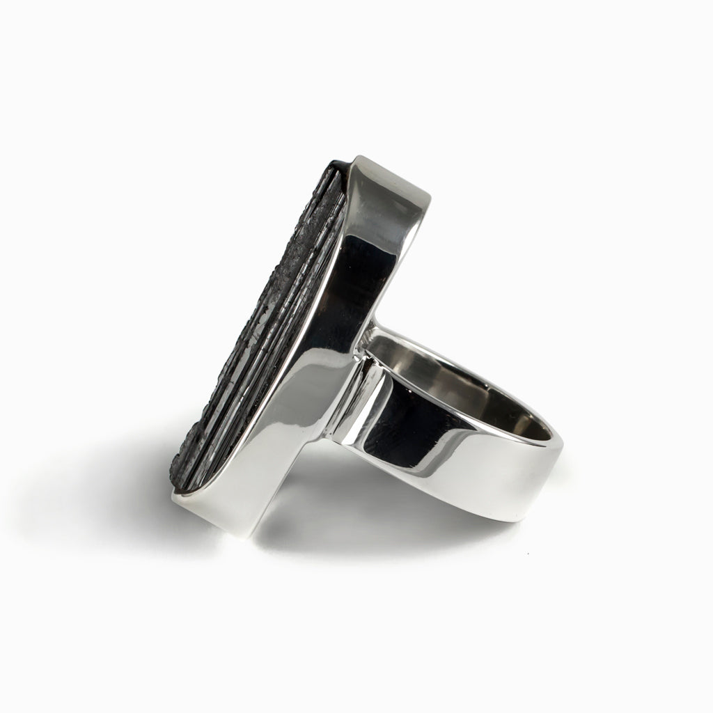 Raw Black Tourmaline Ring From Made In Earth