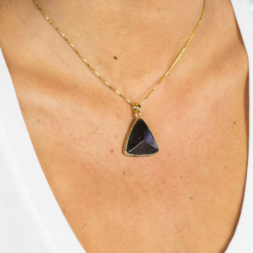 Black Tourmaline Pendant on Model