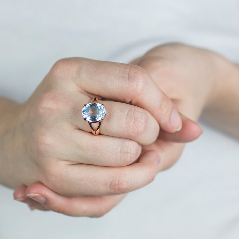 Blue Topaz Ring on model