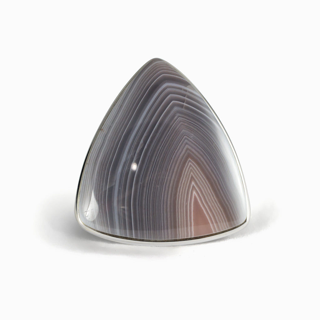 Botswana Agate Ring Grey Purple Brown Striped Ring