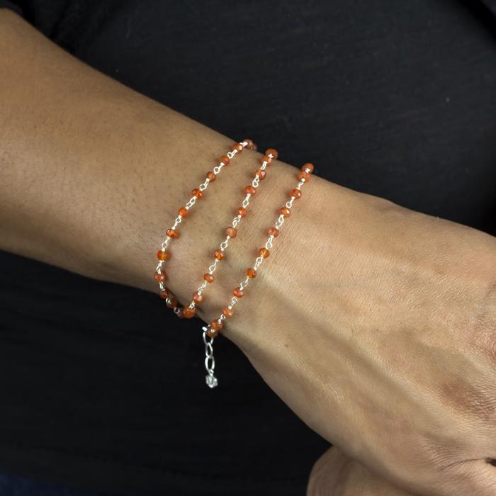 Carnelian Beaded Necklace on Model