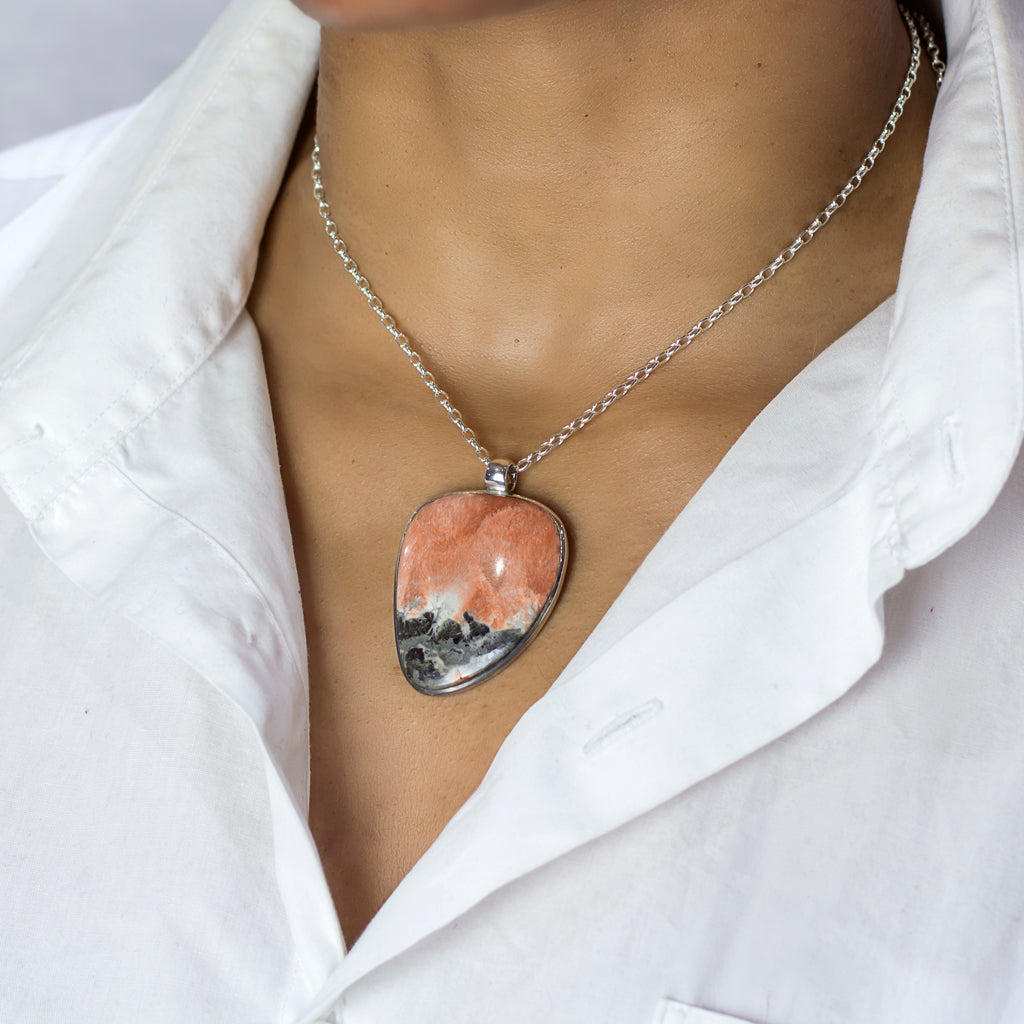 Celestobarite Necklace on Model
