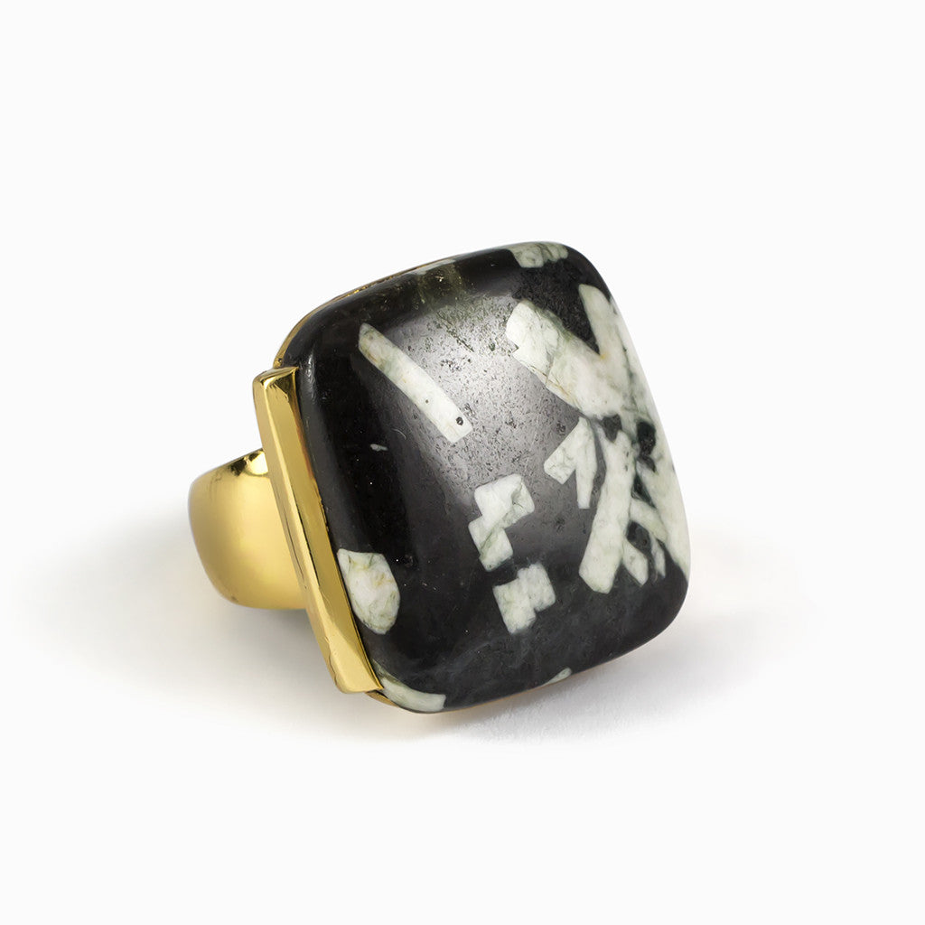 Chinese Writing Rock Ring