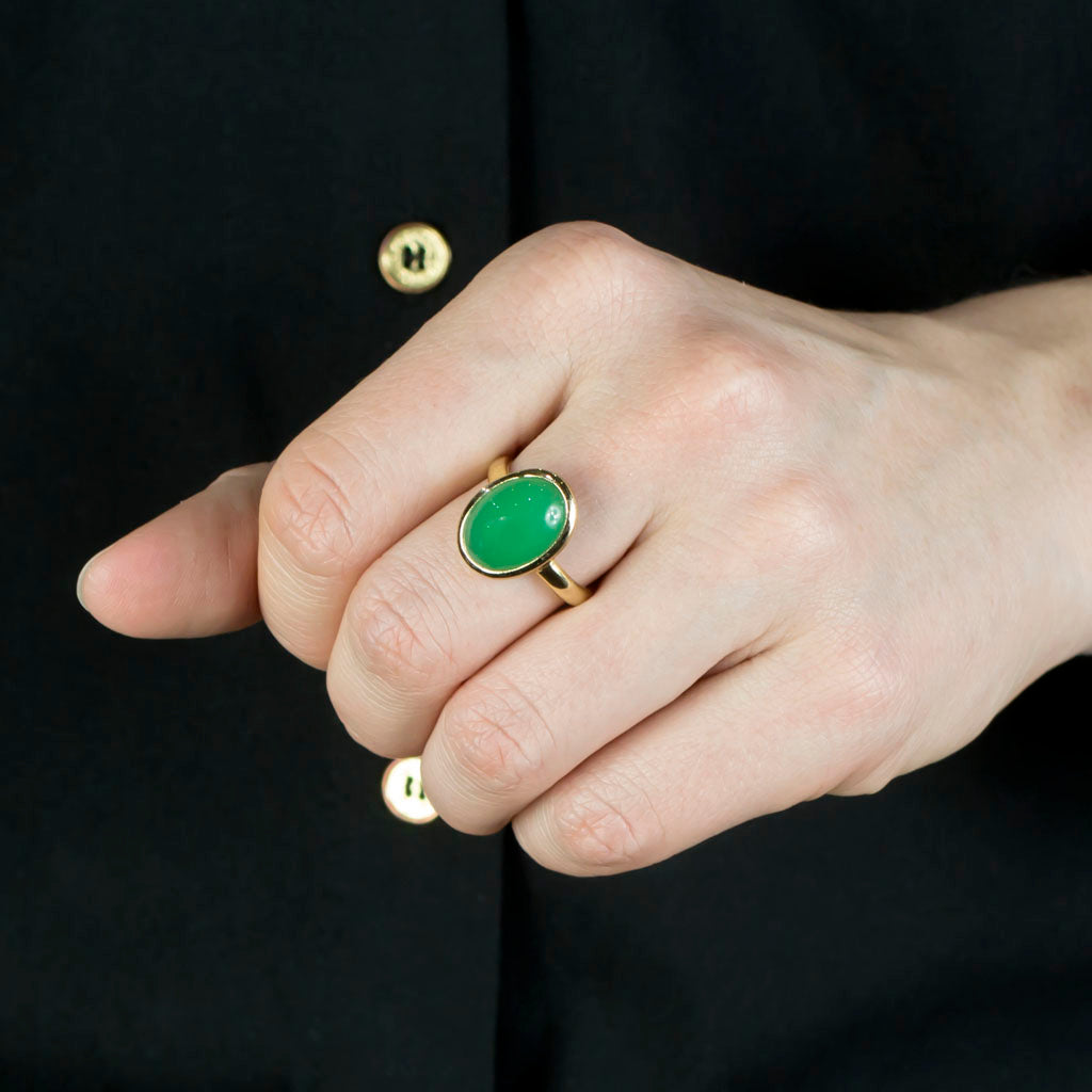 Chrysoprase Ring on Model
