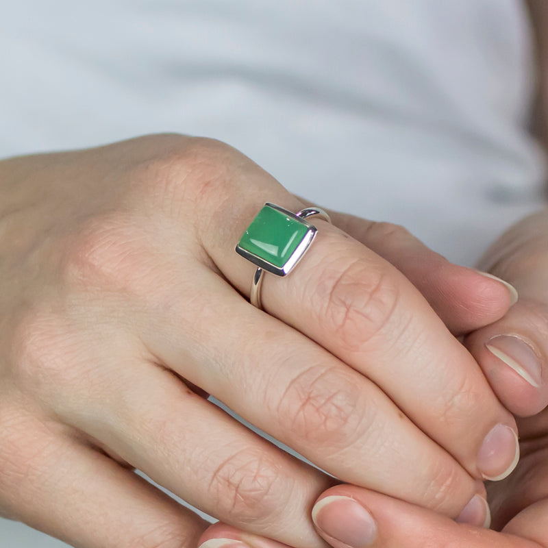 Chrysoprase Ring on Model
