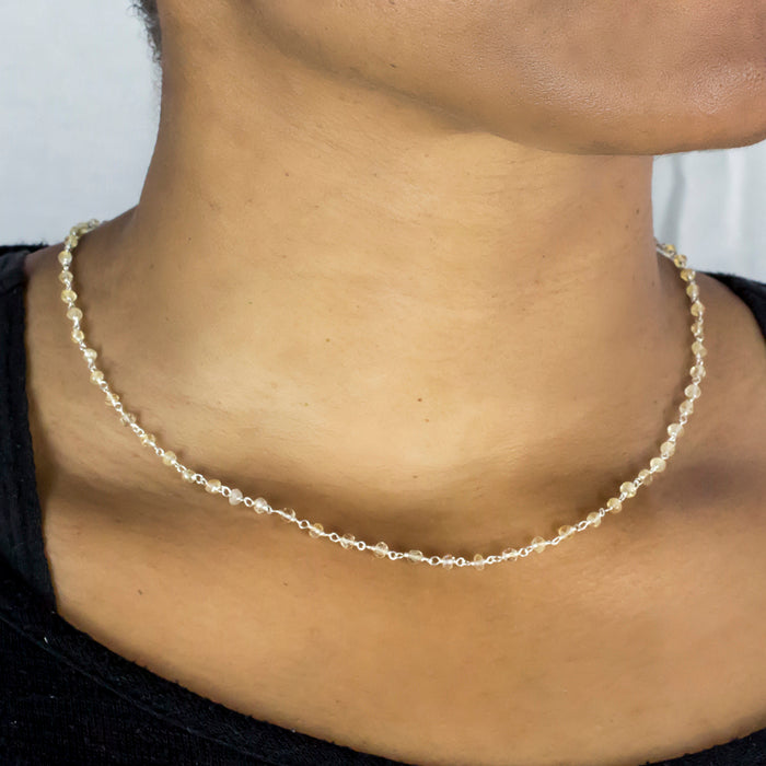 Citrine beaded chain necklace on Model