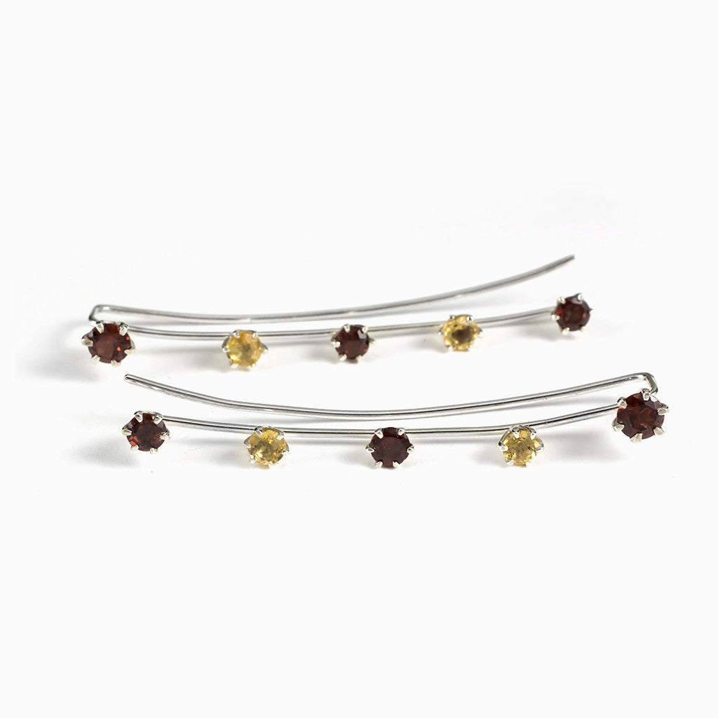 Garnet and Citrine Ear Climbers