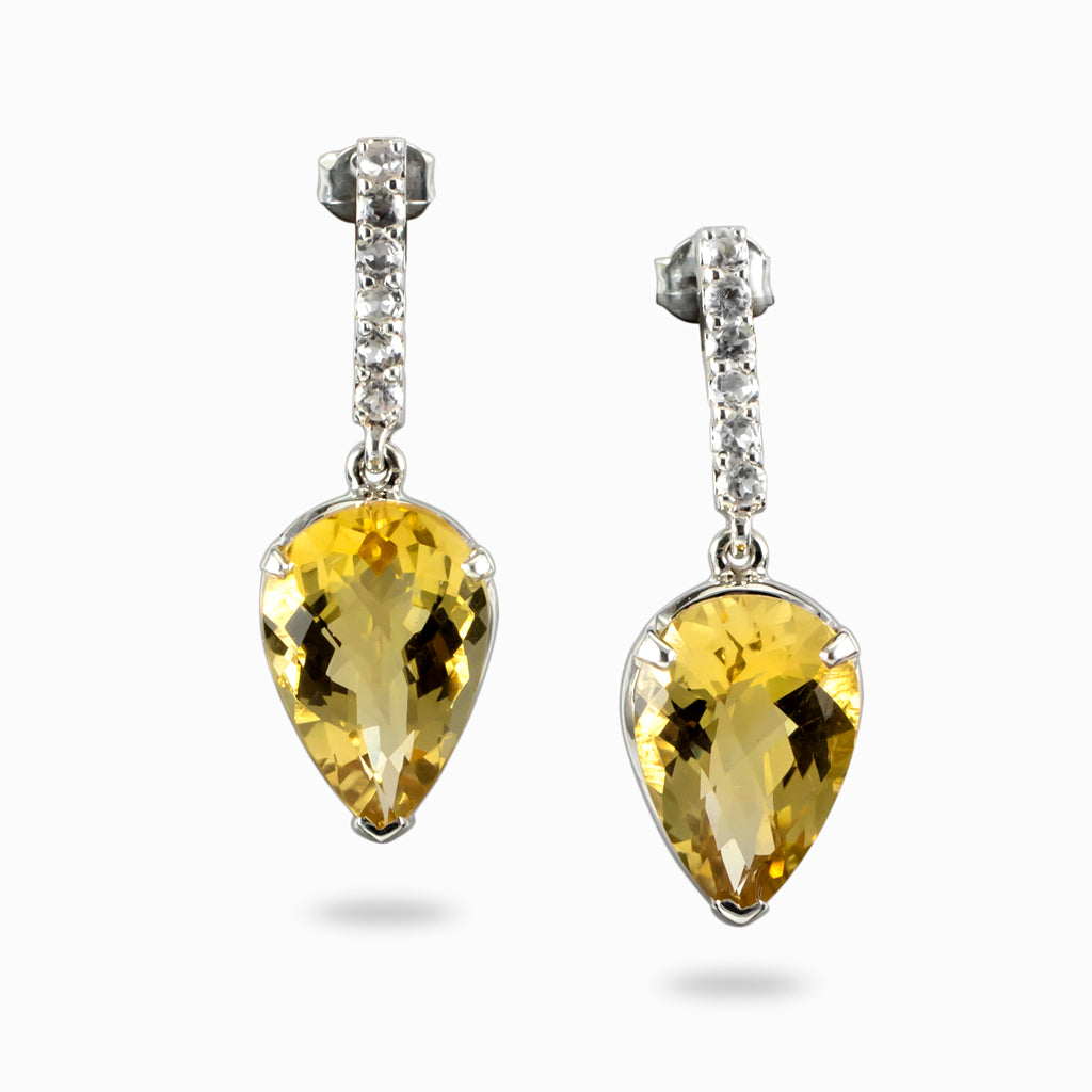 Citrine & White Topaz Drop Earrings