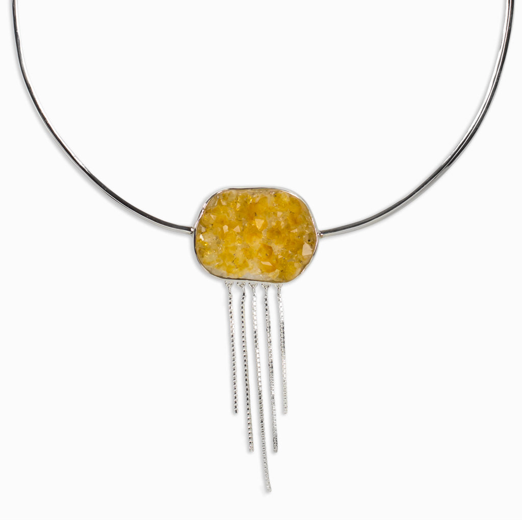 Citrine Druzy Choker Necklace