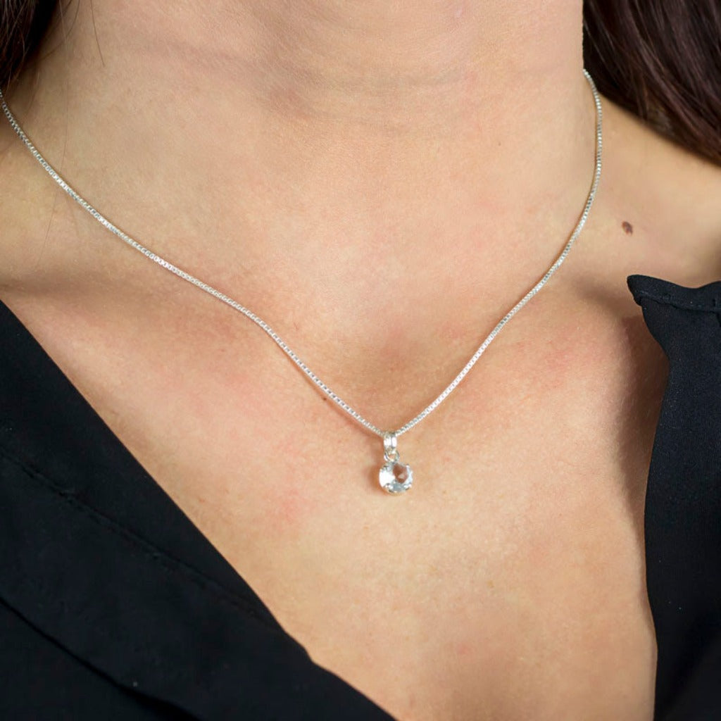 Clear Quartz Pendant on model