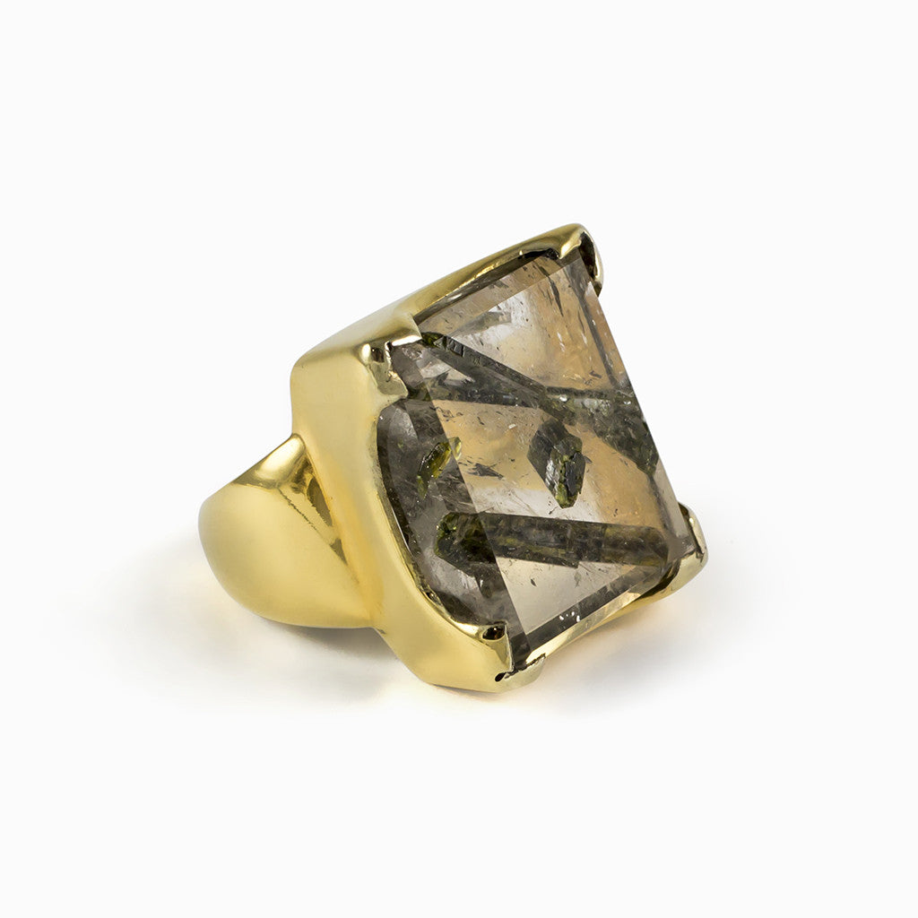 Epidote in Quartz Ring from the Made Gold Collection