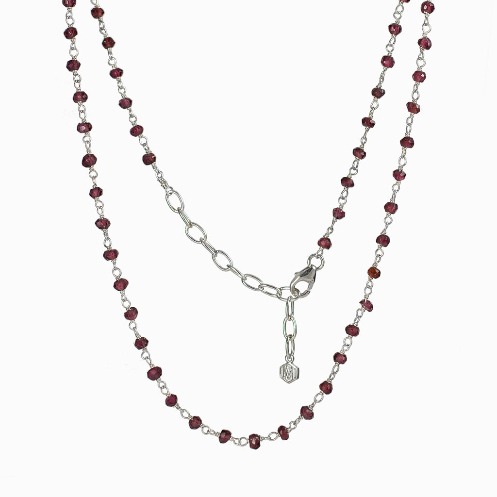 Garnet beaded chain necklace
