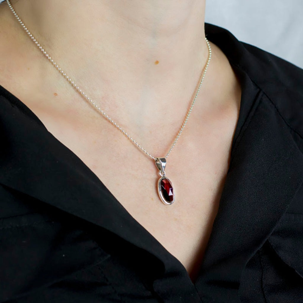 Garnet Pendant on model