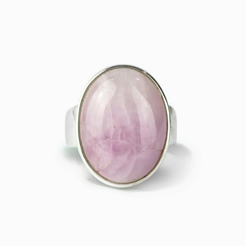 White Pink Cloudy Kunzite Ring Made in Earth