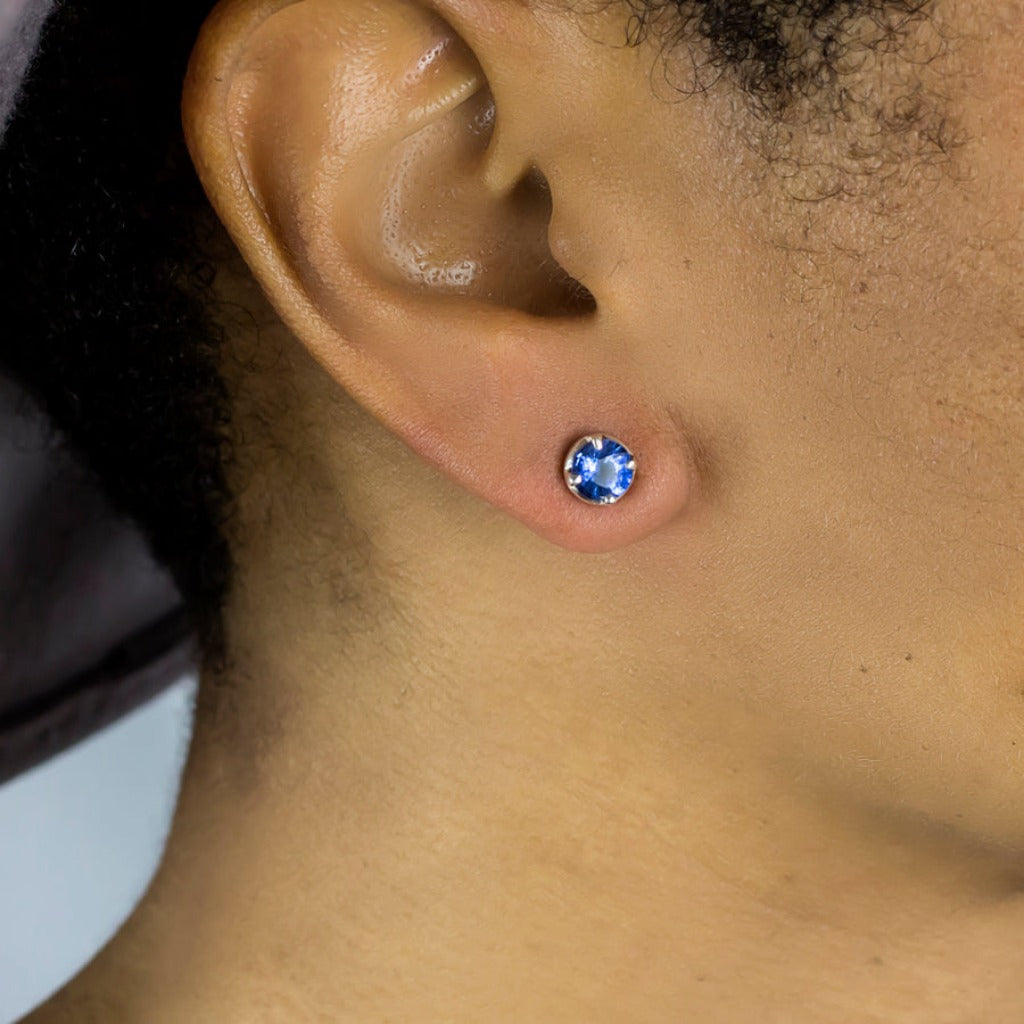 Kyanite Stud Earrings on Model