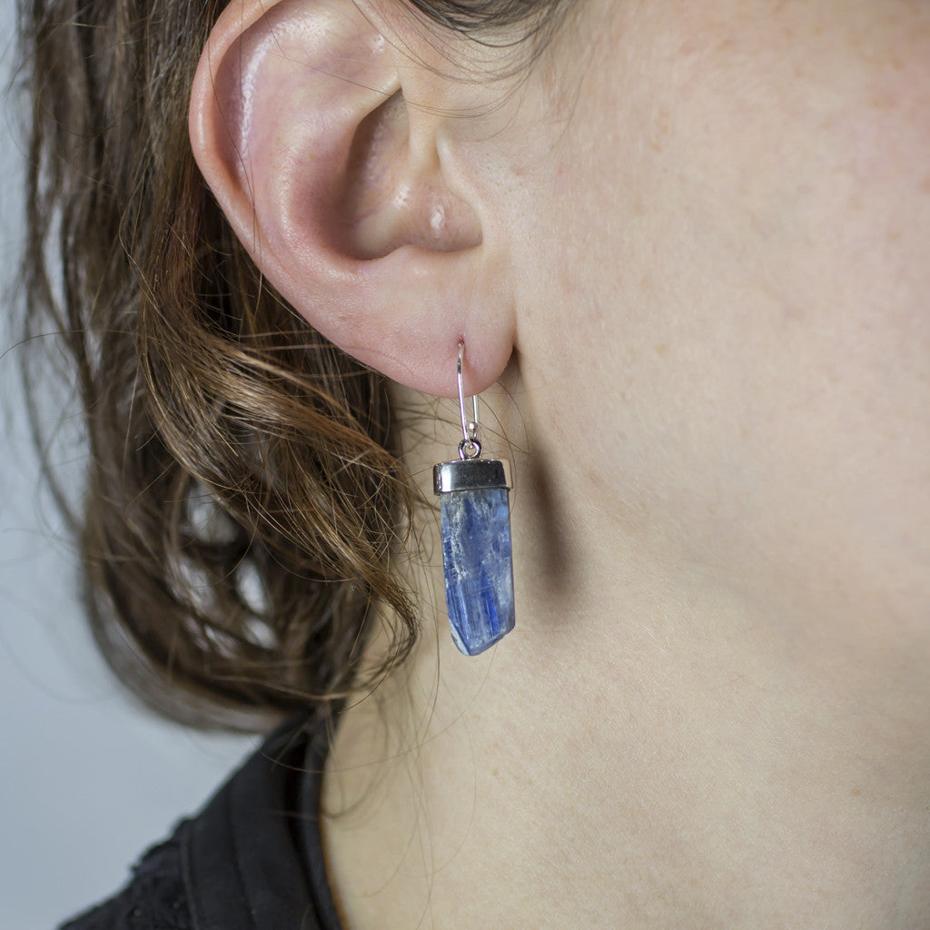 Kyanite Drop Earrings on model