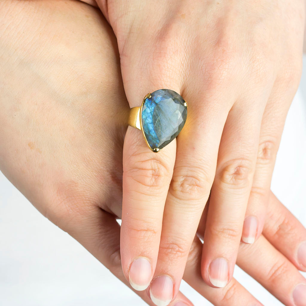 Labradorite Ring on Model