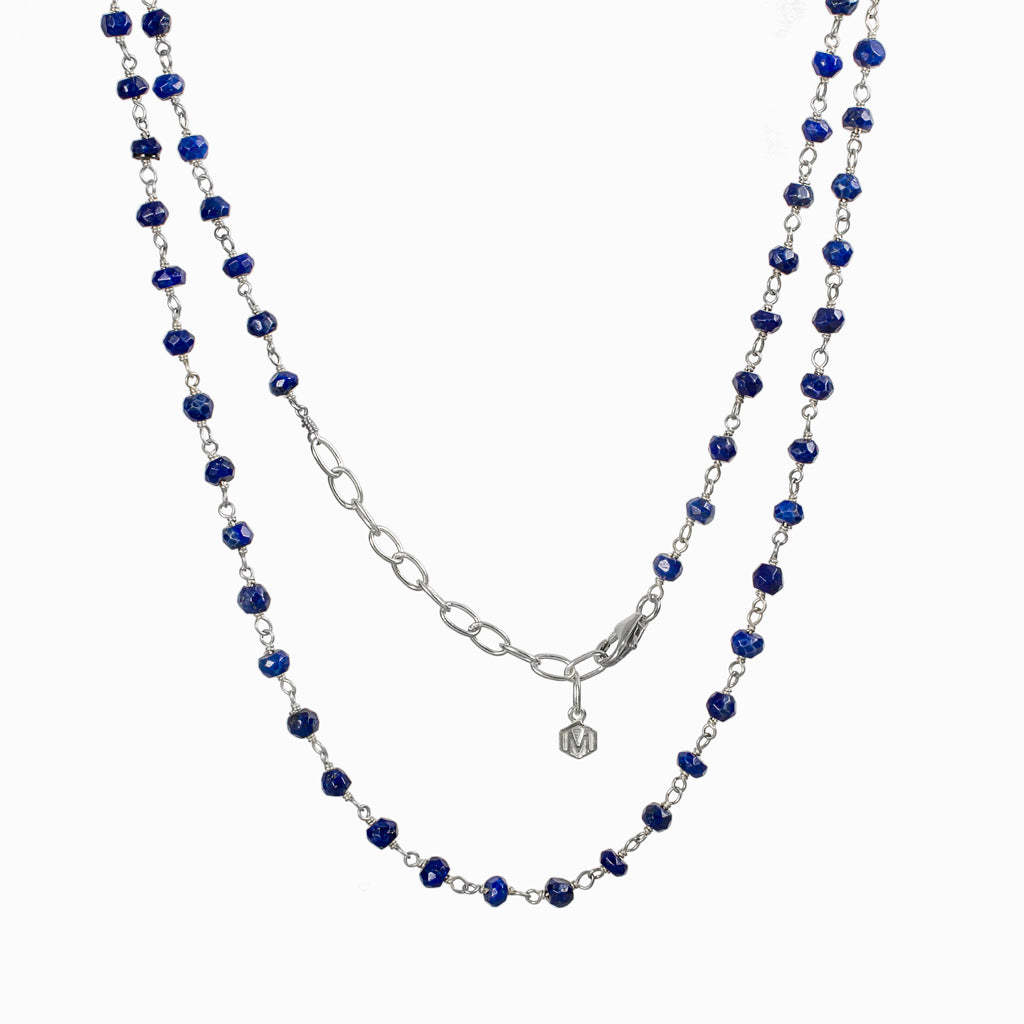 Lapis Lazuli beaded chain necklace