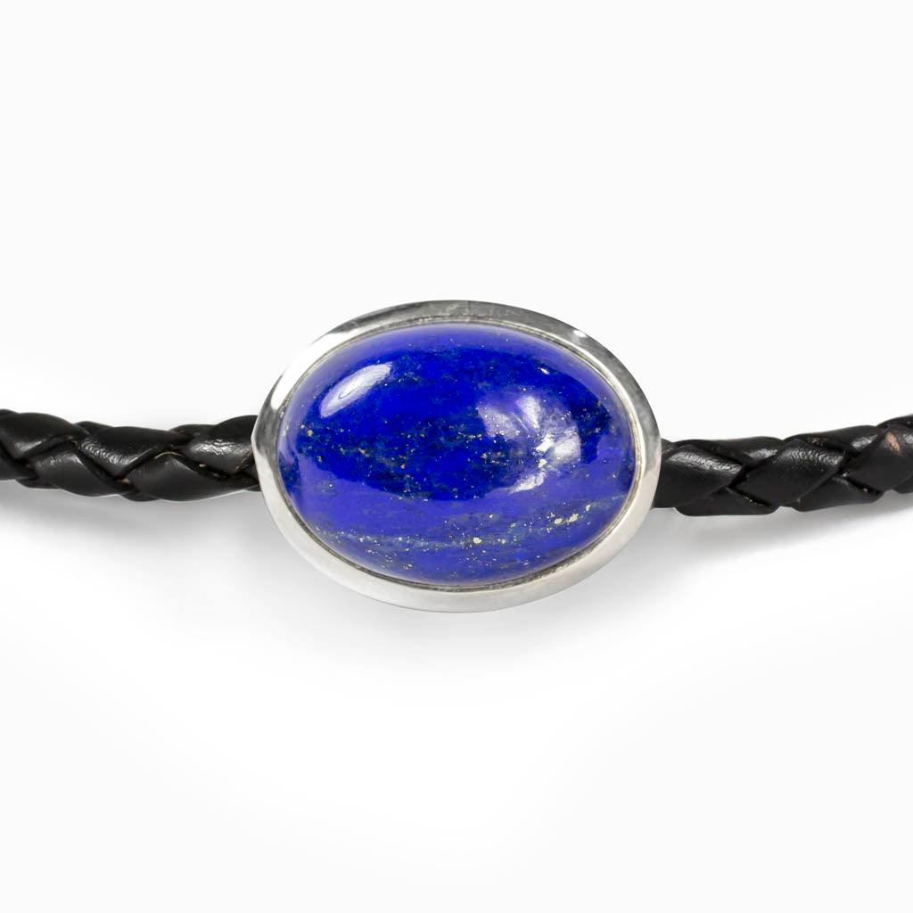 Lapis Lazuli Braided Leather Choker Necklace