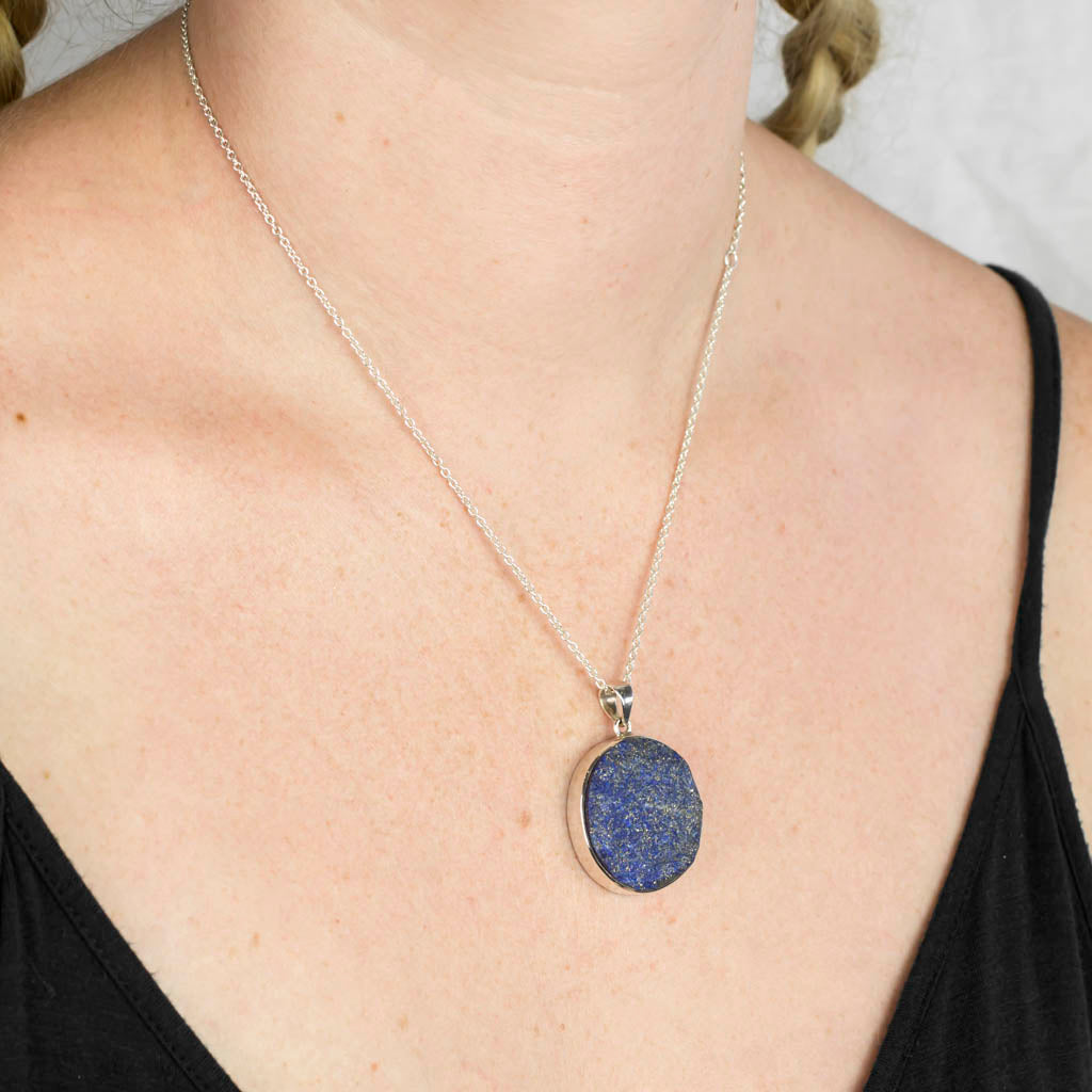 Lapis Lazuli Raw Pendant on Model