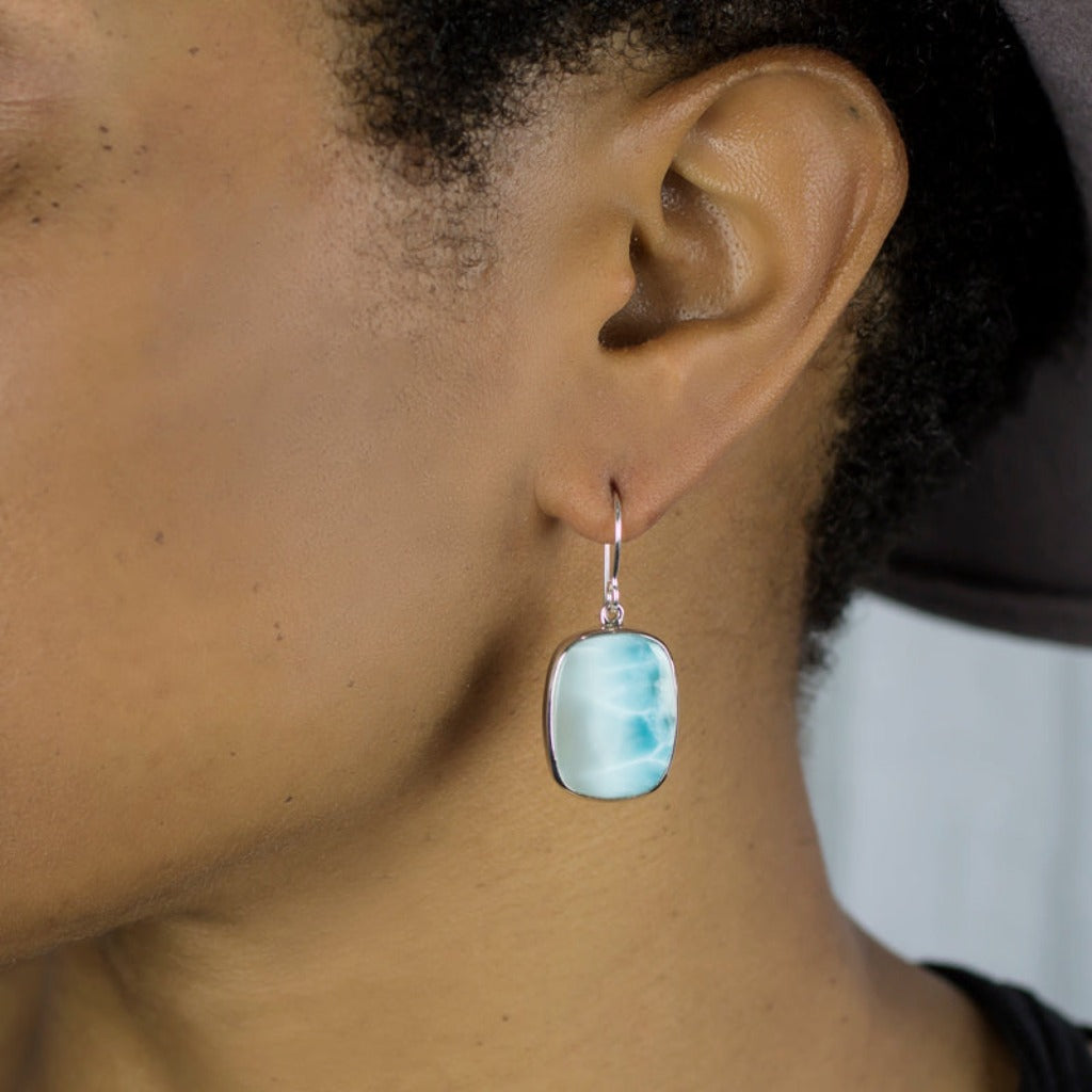 Larimar Drop Earrings on Model