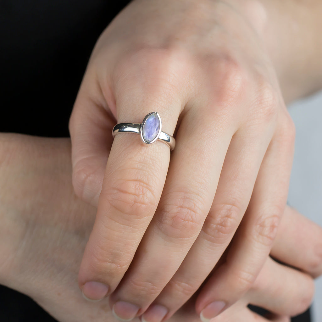Rainbow Moonstone Ring on Model