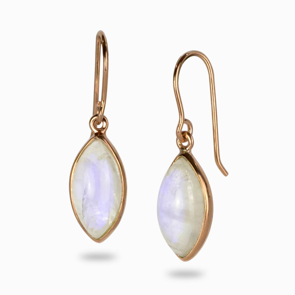 Vermeil Rose Gold Rainbow Moonstone Drop Earrings Made In earth