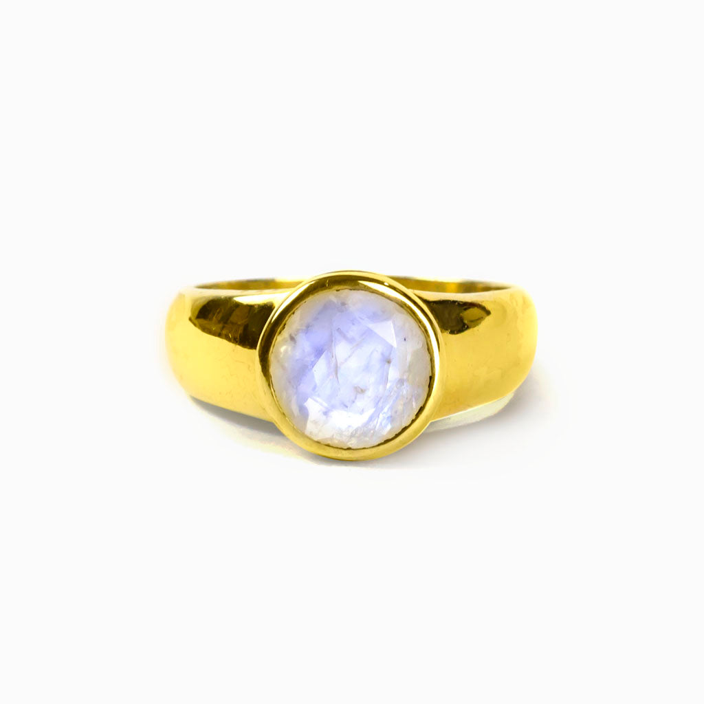 Vermeil Purple Rainbow Moonstone Ring Made in Earth